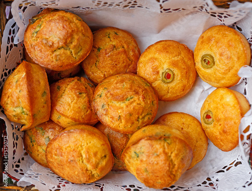 Corn muffins bread in basket.