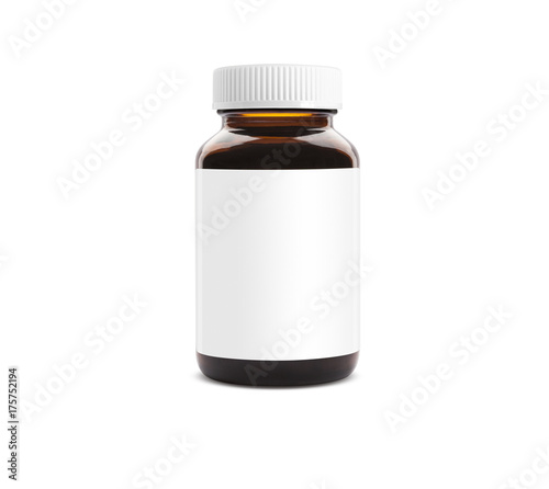 Medicine bottle with blank lable and cap