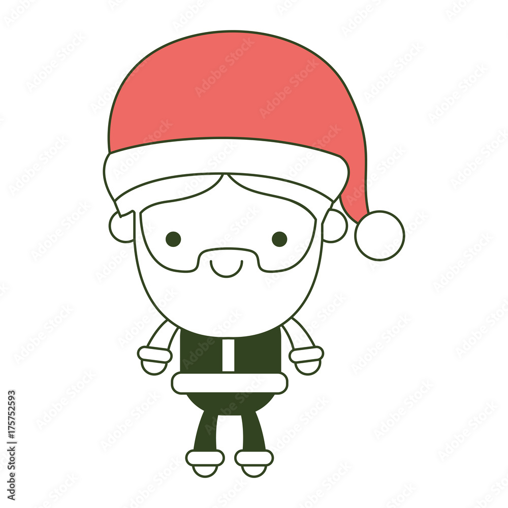 santa claus cartoon full body smiling expression on color section silhouette