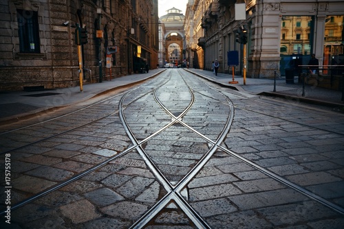 Tram track in Milan Street photo