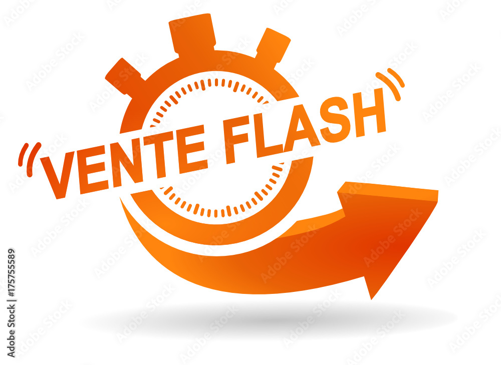 vente flash chronomètre sur bouton web orange Stock Vector | Adobe Stock