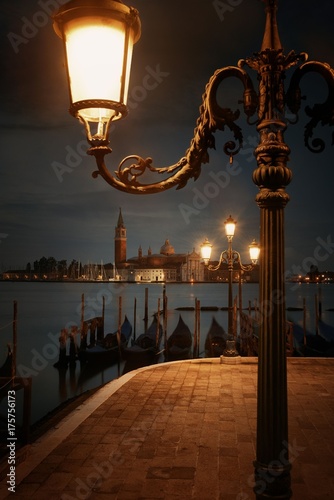Venice at night and San Giorgio Maggiore church
