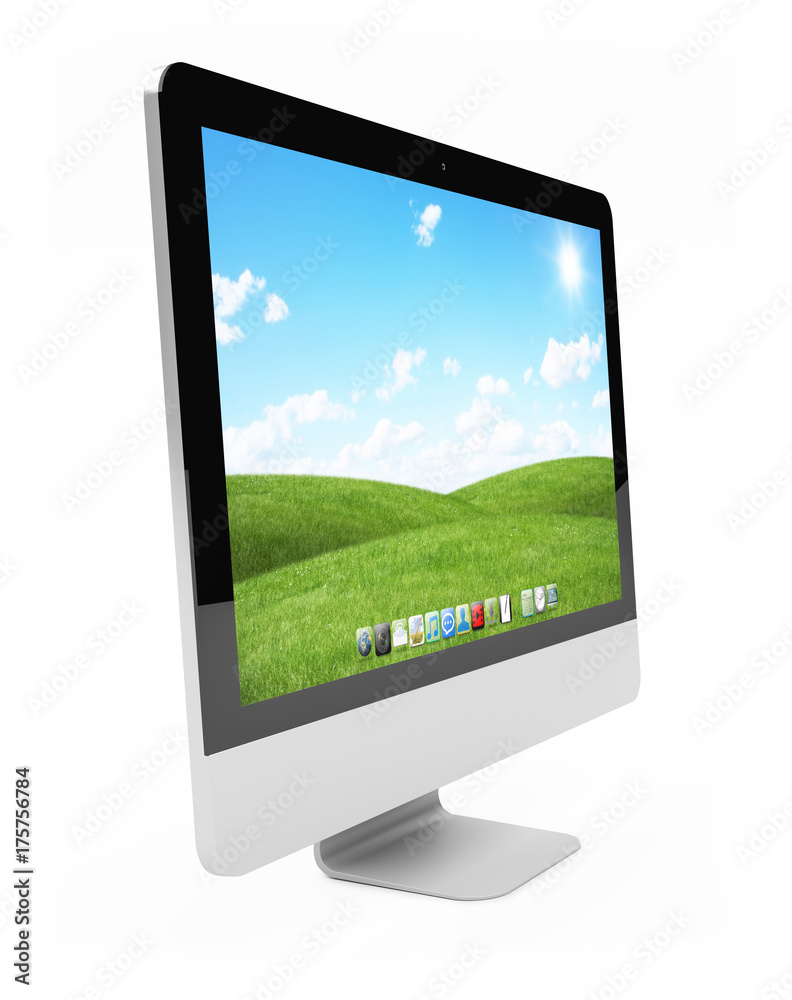 Modern computer screen on white background 3D rendering Modern computer screen on white background 3D rendering