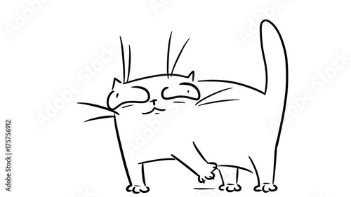 Treading cat. Cartoon cat. Hand drawn animation.