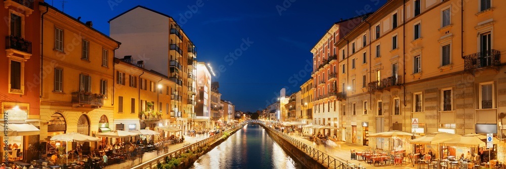 Fototapeta premium Panorama kanału Naviglio Grande