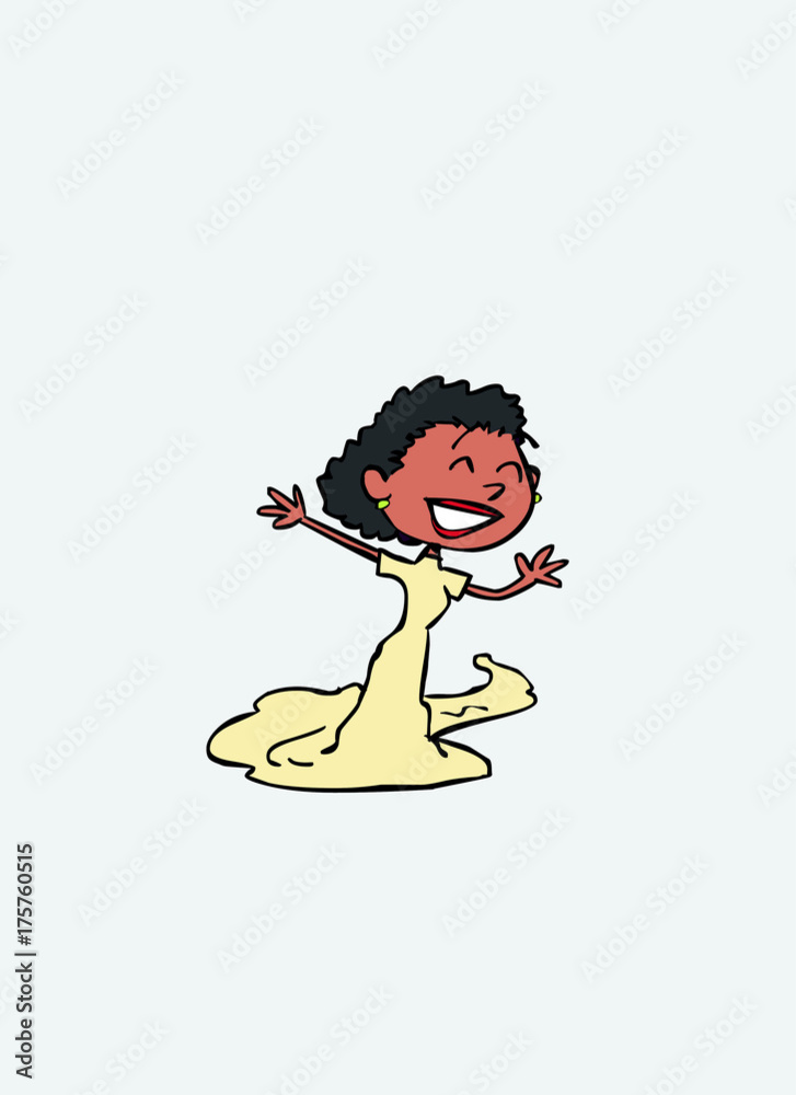 Black bride in welcoming attitude, happy. Vector isolated character. Black bride in welcoming attitude, happy. Vector isolated character.