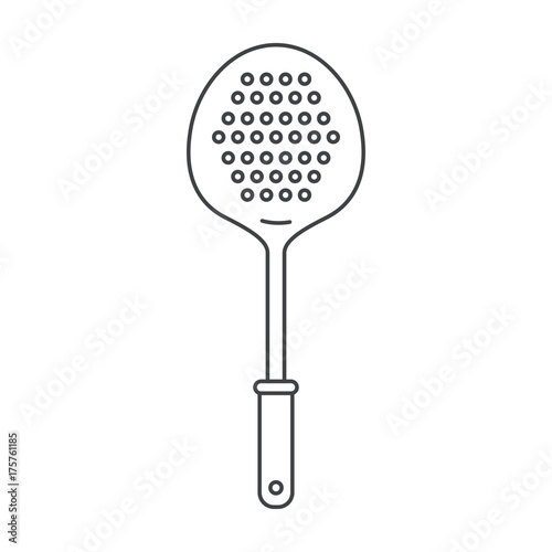 frying spoon utensil monochrome silhouette