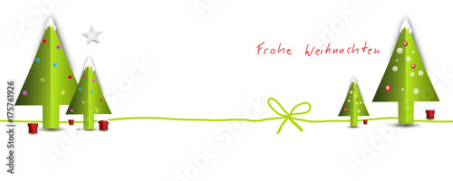 Weihnachtsbaum Band Banner Schleife Hintergrund Frohe Weihnachten Grün 