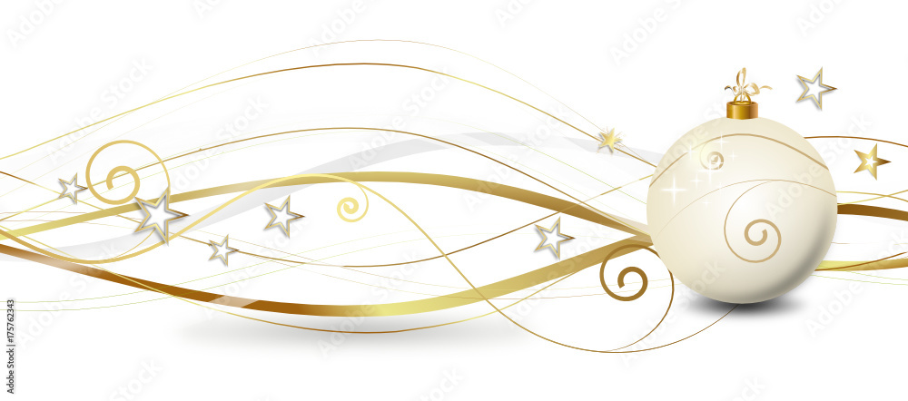 Welle Wellen Band Banner Weihnachtsbaumkugel Kugel Gold 
