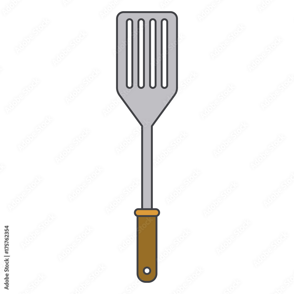 frying spatula utensil colorful silhouette frying spatula utensil colorful silhouette