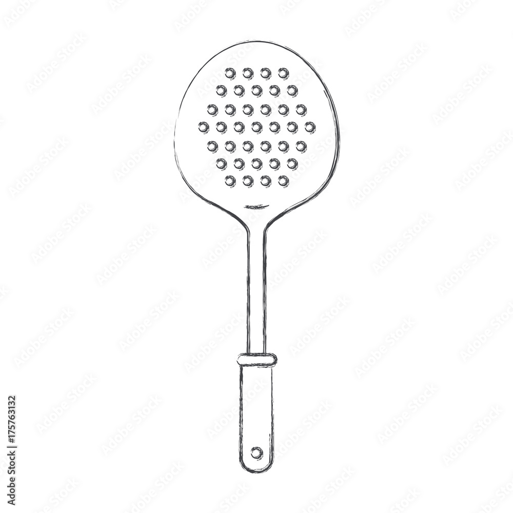 frying spoon utensil monochrome blurred silhouette frying spoon utensil monochrome blurred silhouette