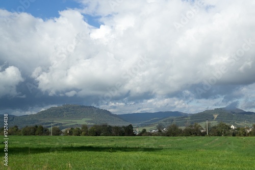 Dramatic clouds, rain in distance. Slovakia