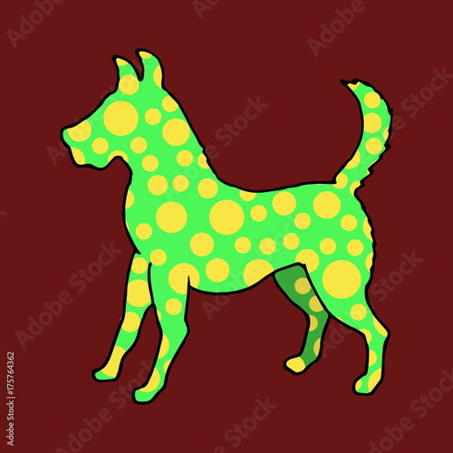Hand draw vector illustration in acid colors of dog