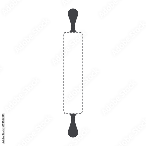 wooden rolling pin black silhouette and dotted contour
