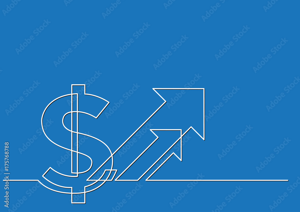 one line drawing of isolated vector object - dollar sign with arrow one line drawing of isolated vector object - dollar sign with arrow