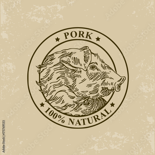 Pork label. Vector illustration.
