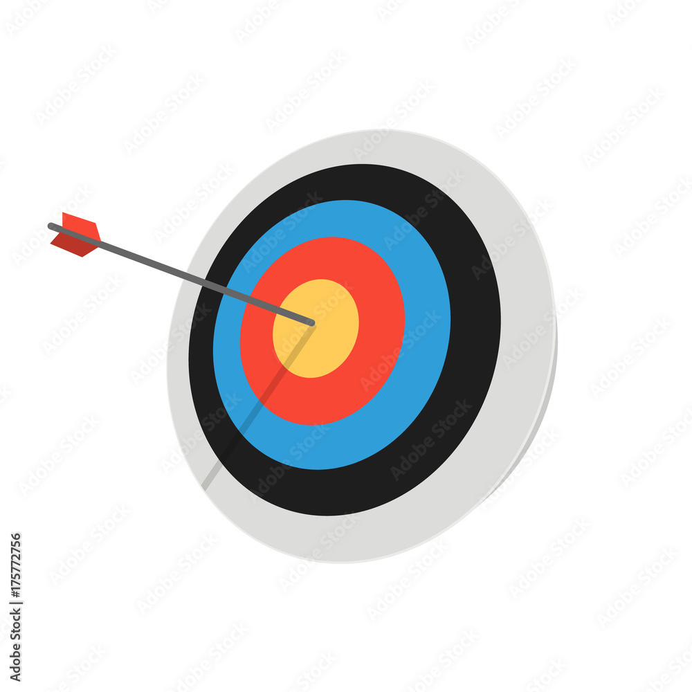 Target with arrow. Business success concept. Vector flat target isolated icon Target with arrow. Business success concept. Vector flat target isolated icon
