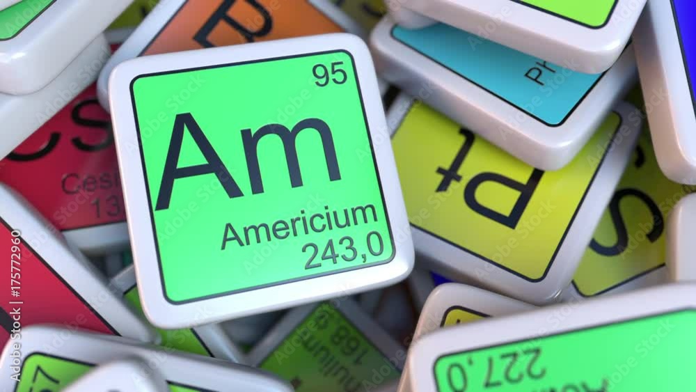Am Block Americium Am block on the pile of periodic table of the chemical ...