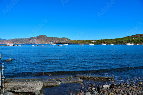 the black beach island vulcano Eolie Sicily Italy photo