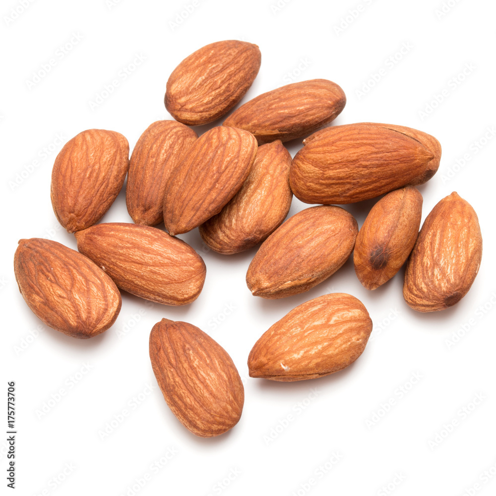 almond nuts isolated on white background close up almond nuts isolated on white background close up