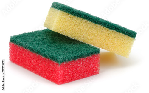 Stacked sponges isolated on white background cutout