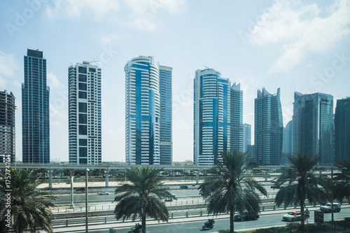 Highway and metro in Dubai, UAE © arianarama