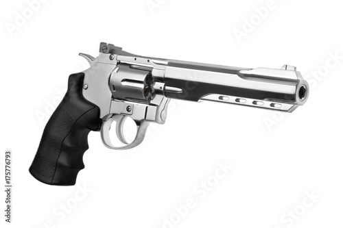 Gun silver pistol isolated on white