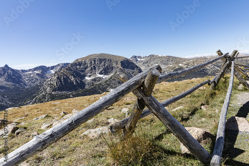Some log rail fencing along Trail Ridge Road in Rocky Mountain National Park above the timberline at 12000 feet.