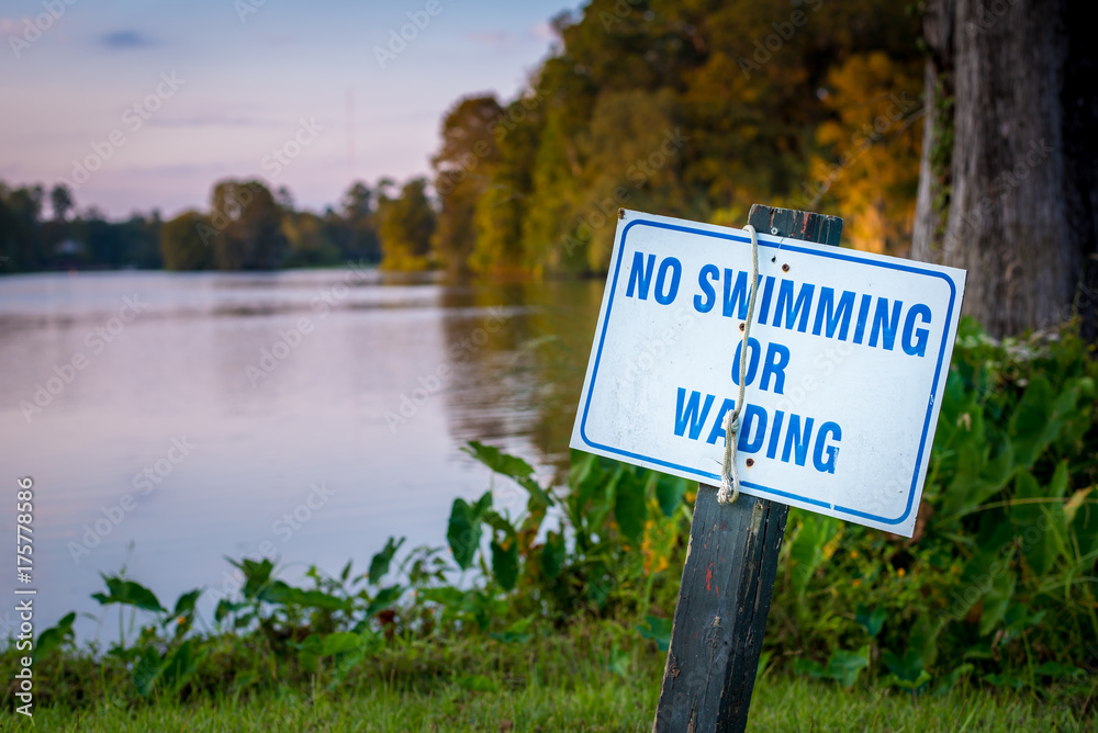 No swimming or wading 
