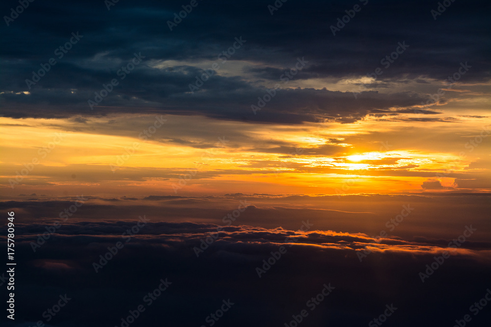 Colorful sky and sunrise. Natural landscape