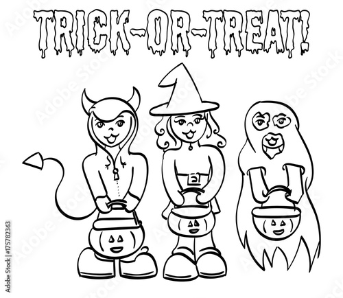 Kids wearing costumes for Halloween