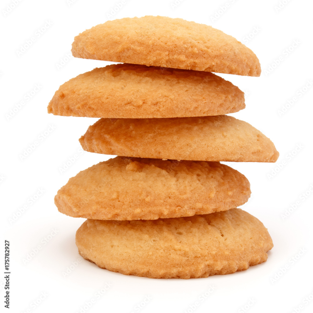 stacked short pastry cookies isolated on white background stacked short pastry cookies isolated on white background