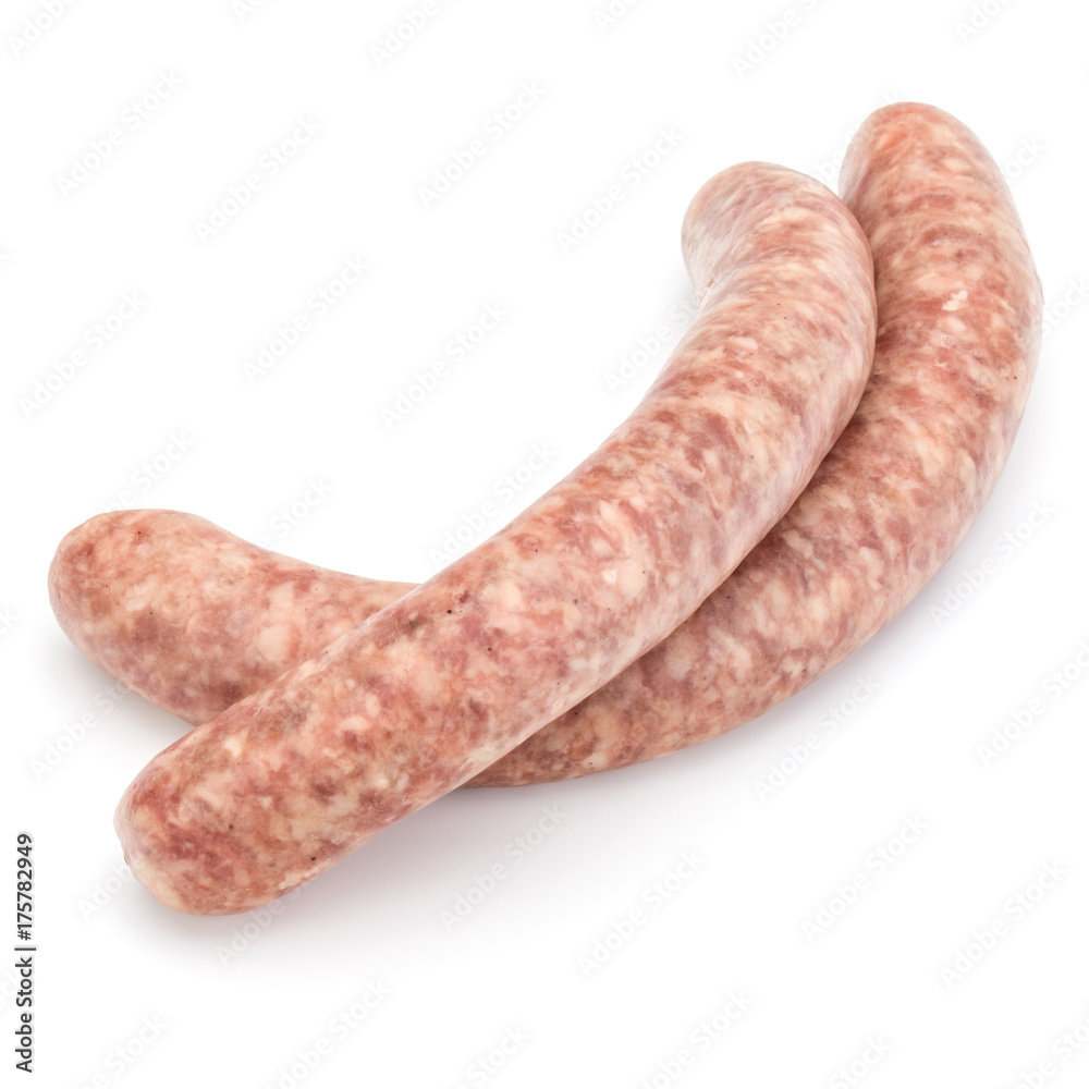 Raw sausage isolated on white background Raw sausage isolated on white background