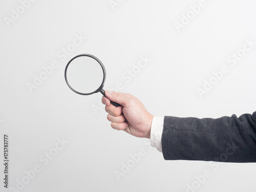 Businessman confirm project .Idea business on white background.he search something.