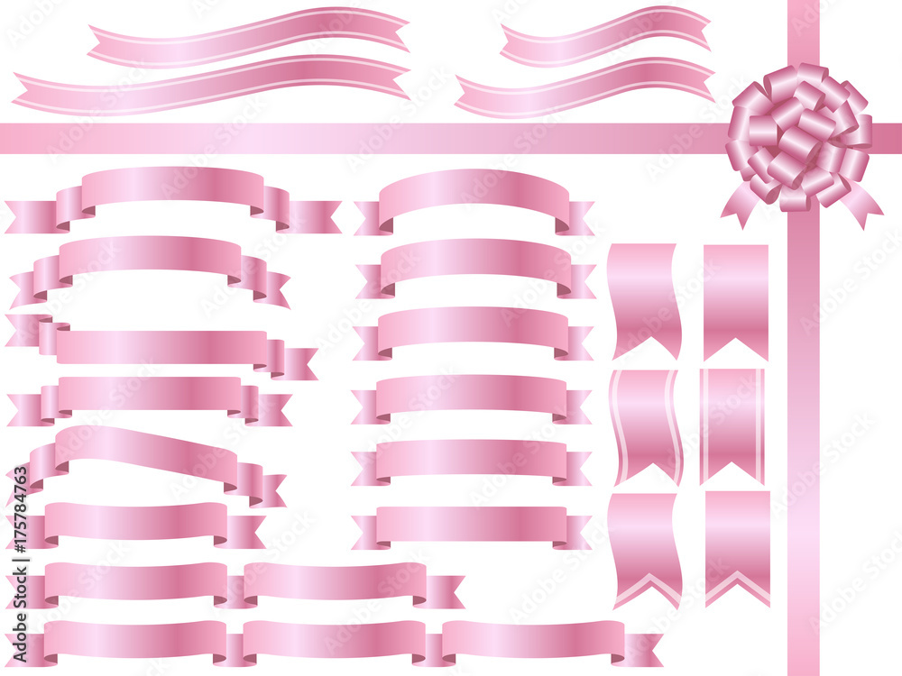 リボン素材セット ピンク Stock ベクター Adobe Stock