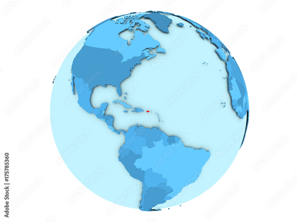 Puerto Rico on blue globe isolated