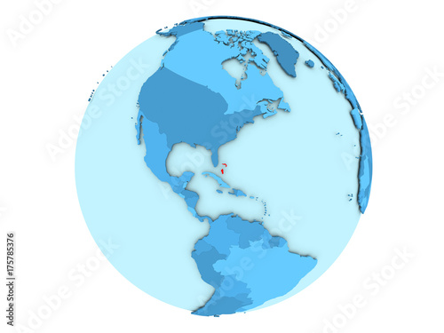 Bahamas on blue globe isolated