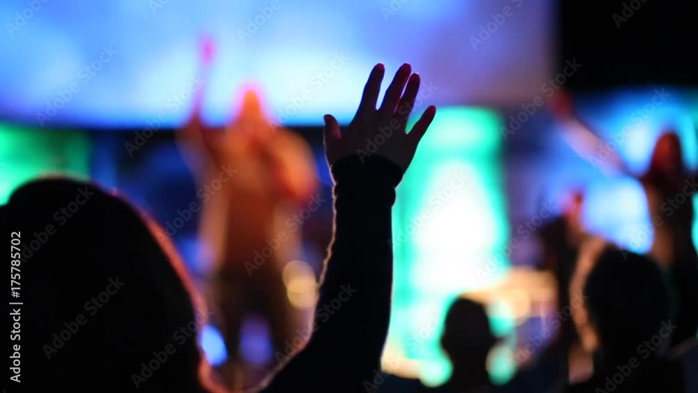 Audience with Hands Raised