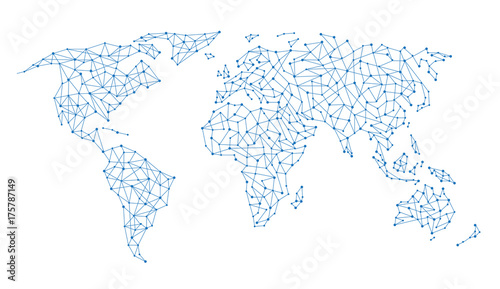 blue world map dot pattern vector