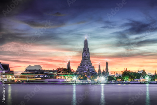 The beauty of the temple, Thailand at sunset. Wat Arun, a beautiful temple of Bangkok, Thailand.