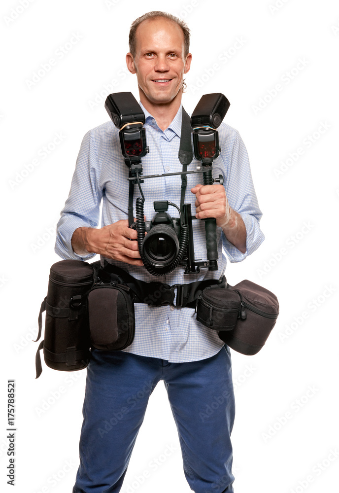 Obraz premium Handsome young photographer