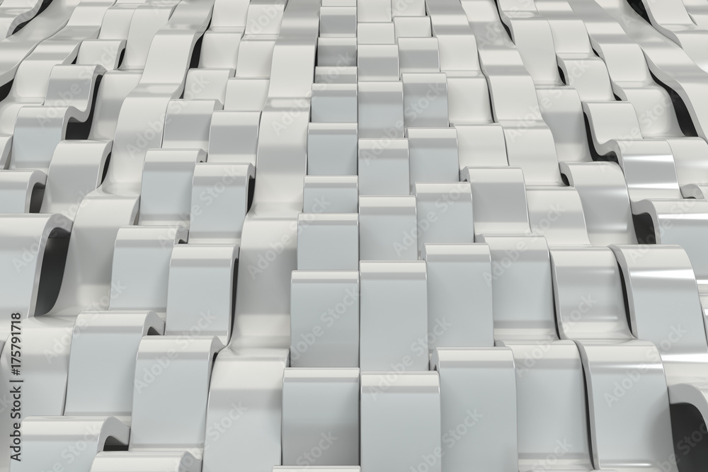 Abstract 3D rendering of white sine waves Abstract 3D rendering of white sine waves