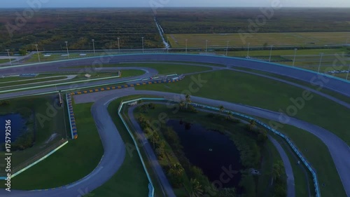 Aerial tour of a sports car race track photo