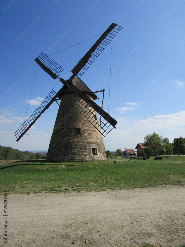 Old windmill in the field, Hungary