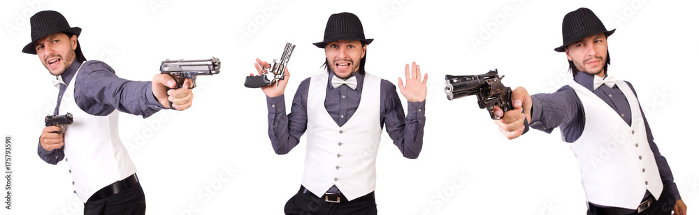 Man with gun isolated on the white Man with gun isolated on the white