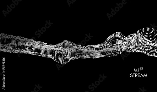 Wave Background. Abstract Vector Illustration. 3D Technology Style. Network Design with Particle. © Login