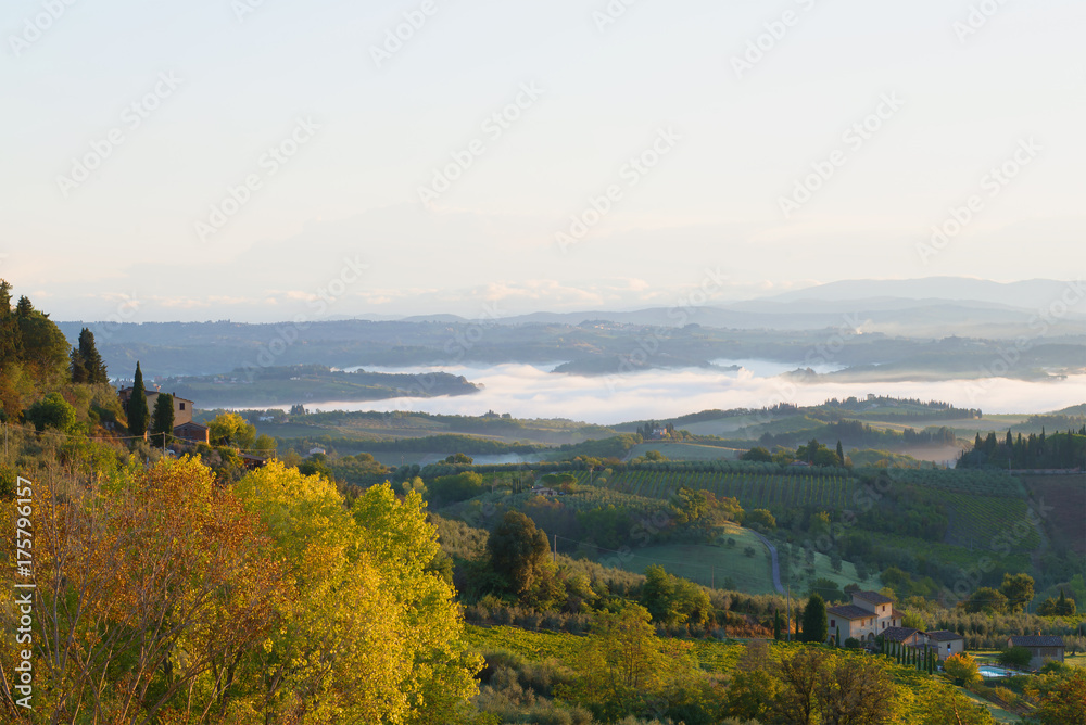 A September morning in the vicinity of the San Gimignano sity. Italy