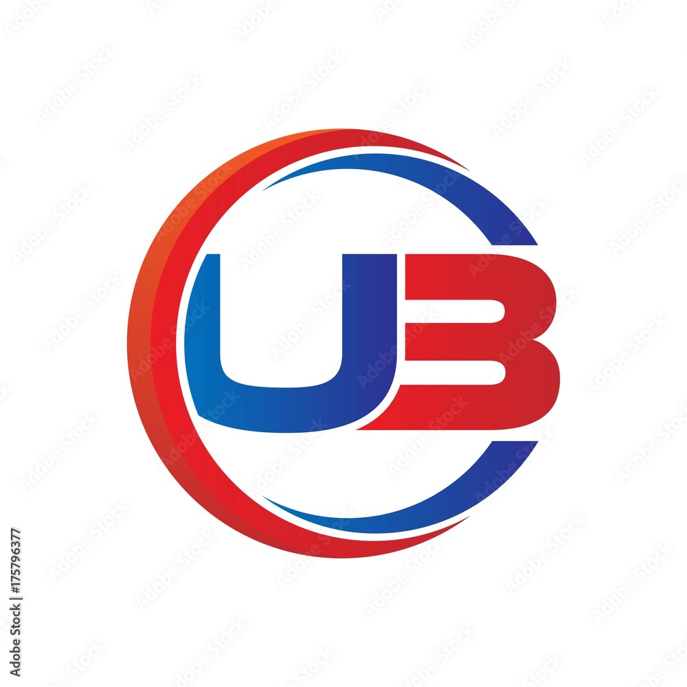 ub logo vector modern initial swoosh circle blue and red