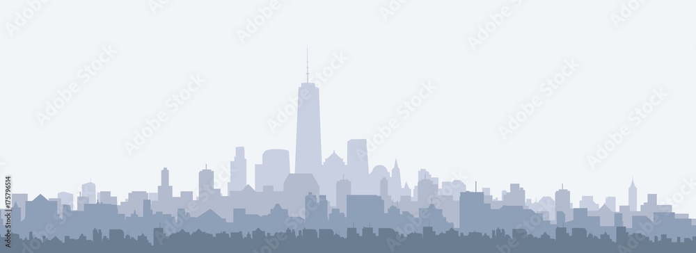 New York Morning City Skyline - vector