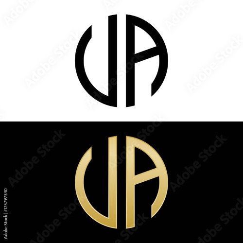 ua initial logo circle shape vector black and gold